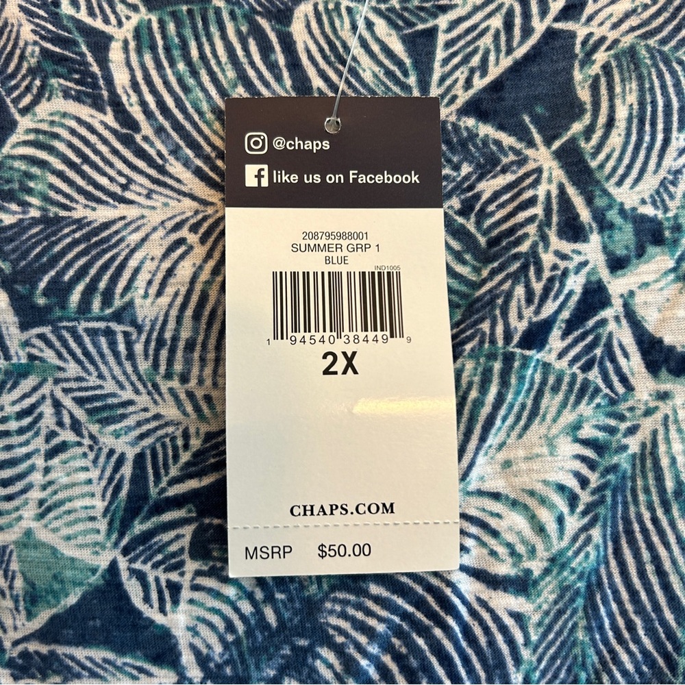 NWT Chaps Leaf Print Top Size 2X - Picture 4 of 8